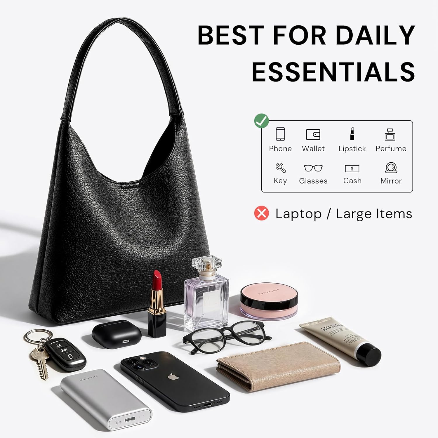 Hobo Bags for Women, Small Slouchy Hobo Purse, Soft Vegan Leather Shoulder Bag Trendy Everyday Tote Handbag, 11'' (28cm) Hobo Bags for Women, Small Slouchy Hobo Purse, Soft Vegan Leather Shoulder Bag Trendy Everyday Tote Handbag, 11'' (28cm)