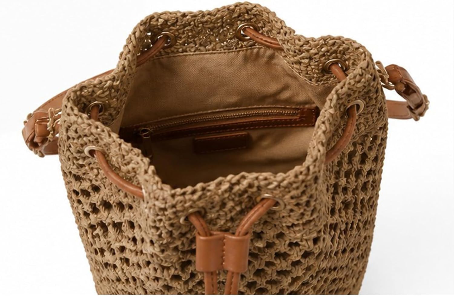 Women's Summer Beach Bag，Large-capacity casual open-weave straw bag，Beach vacation beach bucket bag