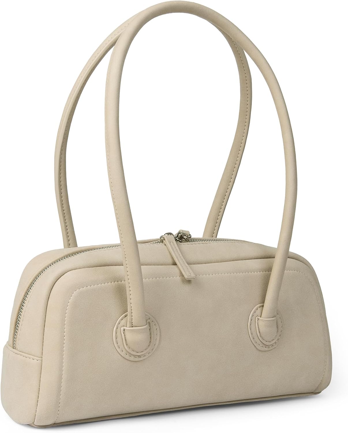 Women's Shoulder Bag Minimalist Underarm Purse Handbag | Soft Touch, with Zipper, Light Weight, Two Straps, Vintage, Vegan