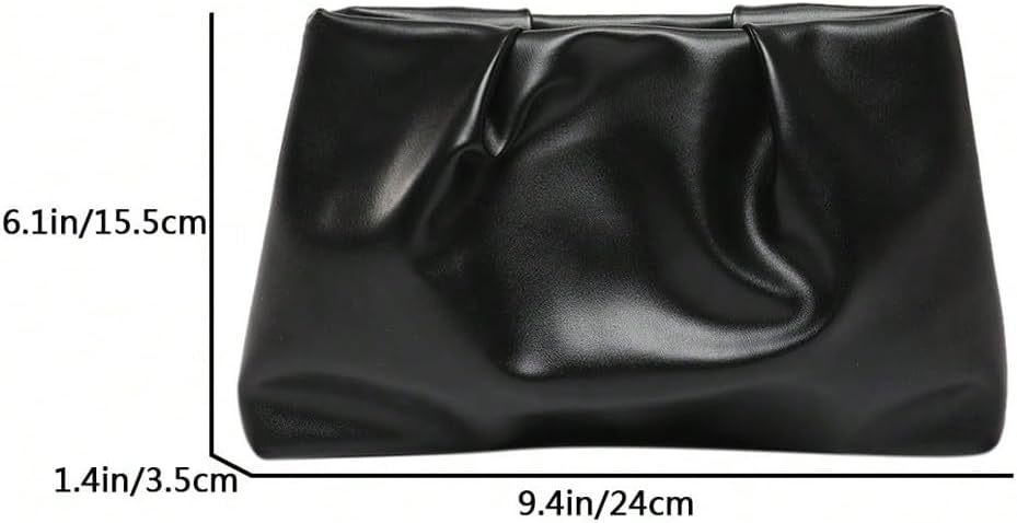 Women's PU Leather Clutch Purses Small Zipper Ruched Minimalist Handbag