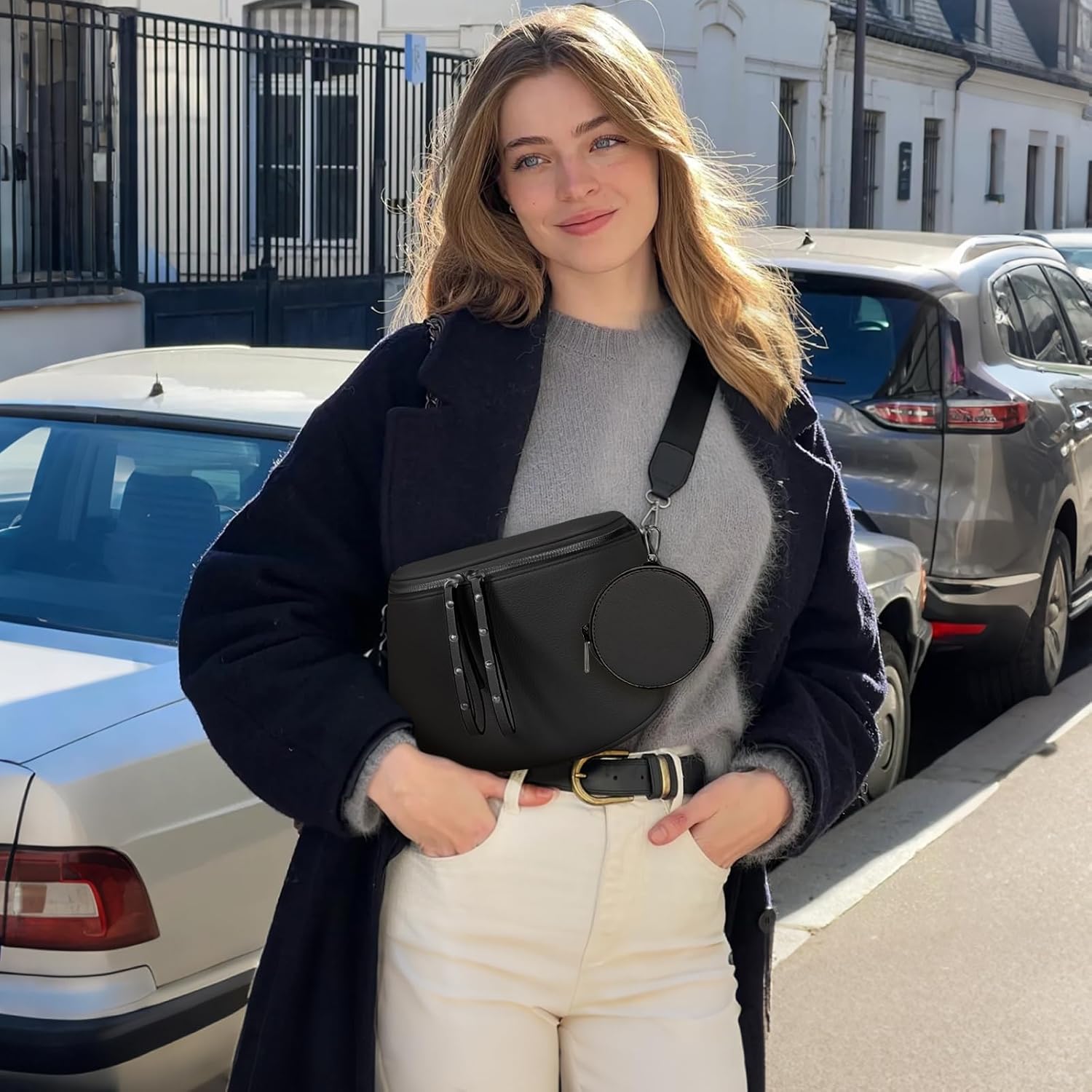 Crossbody Bags for Women Large Vegan Leather Bum Bag with Coin Purse Crossbody Bags for Women Large Vegan Leather Bum Bag with Coin Purse