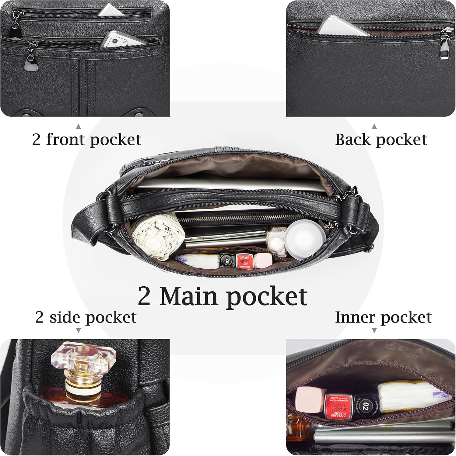 Women Soft PU Leather Shoulder Handbag Multi Pocket Crossbody Bag Ladies Medium Roomy Purses Fashion Tote Top Handle Satchel Women Soft PU Leather Shoulder Handbag Multi Pocket Crossbody Bag Ladies Medium Roomy Purses Fashion Tote Top Handle Satchel