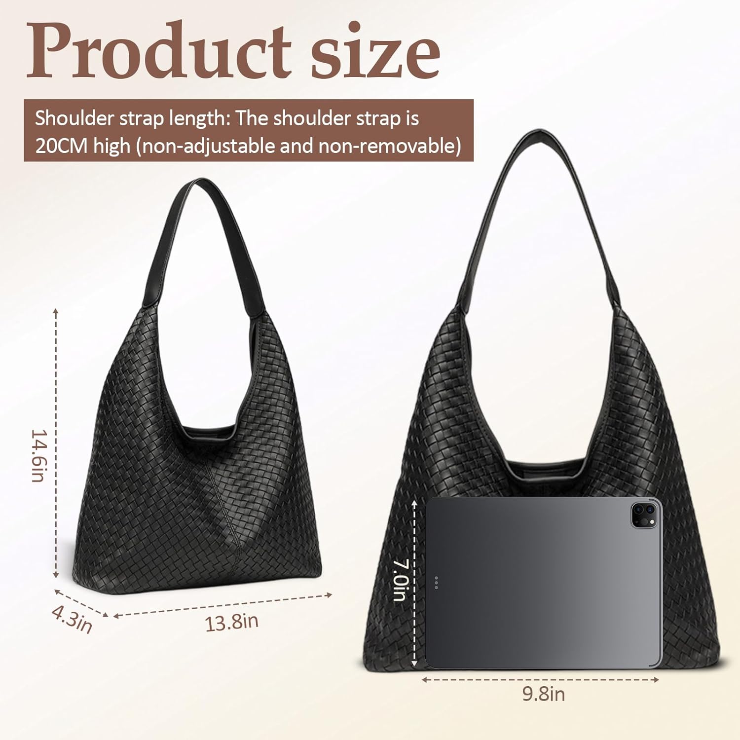 Woven Textured Tote Bag for Women, Vegan Leather Hobo Shoulder Bag, Large Capacity Slouchy Handbag Trendy Work Purse Woven Textured Tote Bag for Women, Vegan Leather Hobo Shoulder Bag, Large Capacity Slouchy Handbag Trendy Work Purse