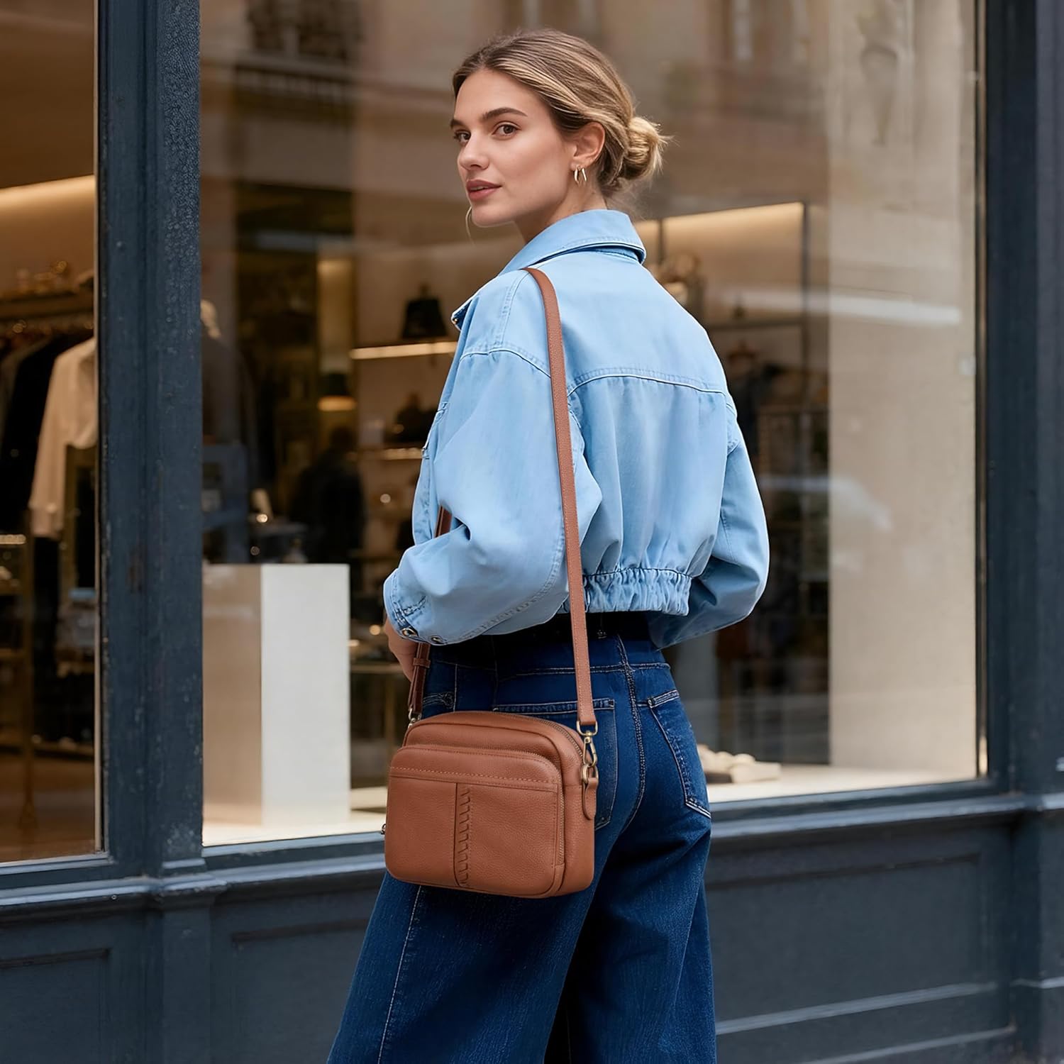 Genuine Leather Crossbody Bag for Women Anti Theft Purse and Handbags with Built in RFID Wallet Genuine Leather Crossbody Bag for Women Anti Theft Purse and Handbags with Built in RFID Wallet
