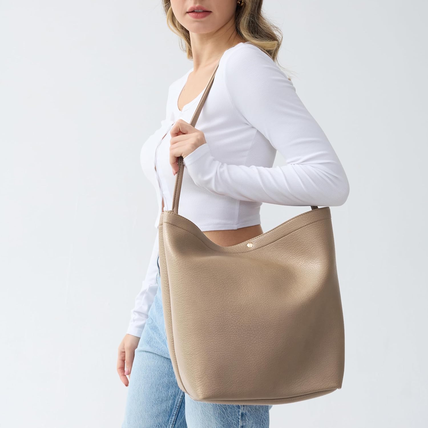 Hobo Bags for Women Vegan Leather Bucket Bags Minimalist Shoulder Handbag Hobo Bags for Women Vegan Leather Bucket Bags Minimalist Shoulder Handbag