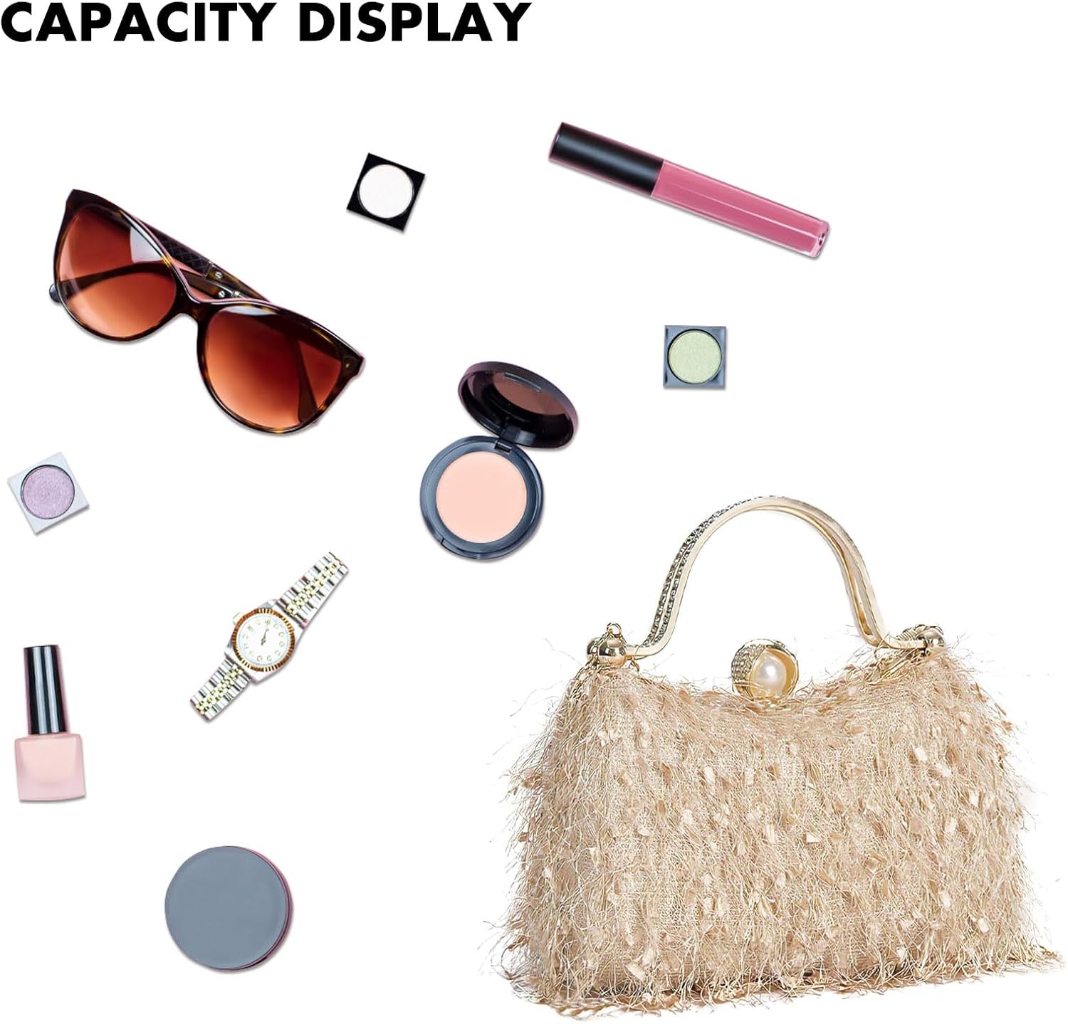 Clutch Purse for Women, Evening Bag with Removable Chain Strap Elegant Handbag for Wedding\/Prom\/Cocktail\/Party