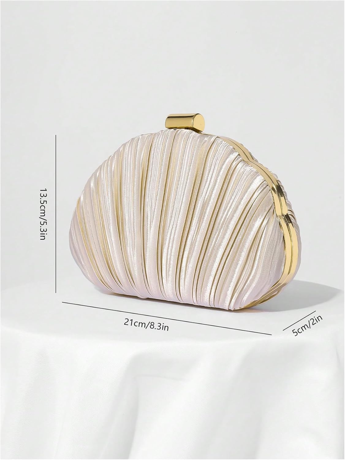 Women's Shell Shaped Clutch Purse Ruched Mini Crossbody Bag Elegant Evening Handbag with Chain Strap