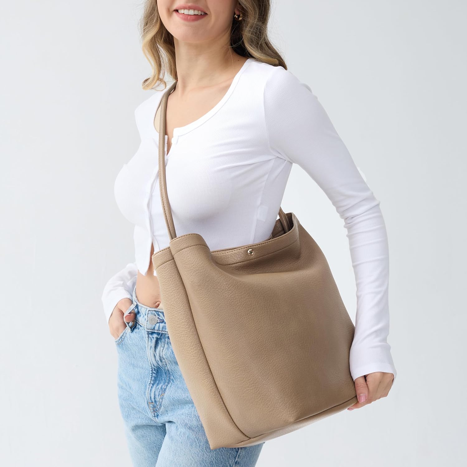 Hobo Bags for Women Vegan Leather Bucket Bags Minimalist Shoulder Handbag Hobo Bags for Women Vegan Leather Bucket Bags Minimalist Shoulder Handbag