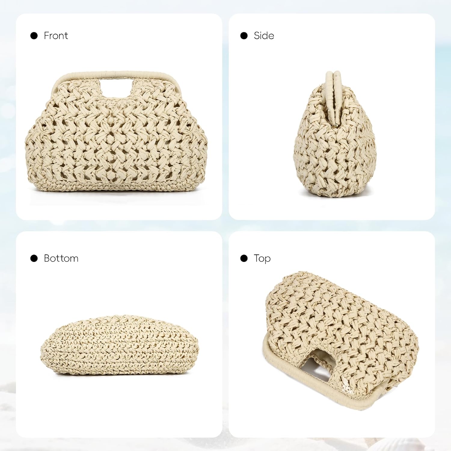 Summer Straw Clutch Purses for Women Woven Dumpling Bag Beach Handbags