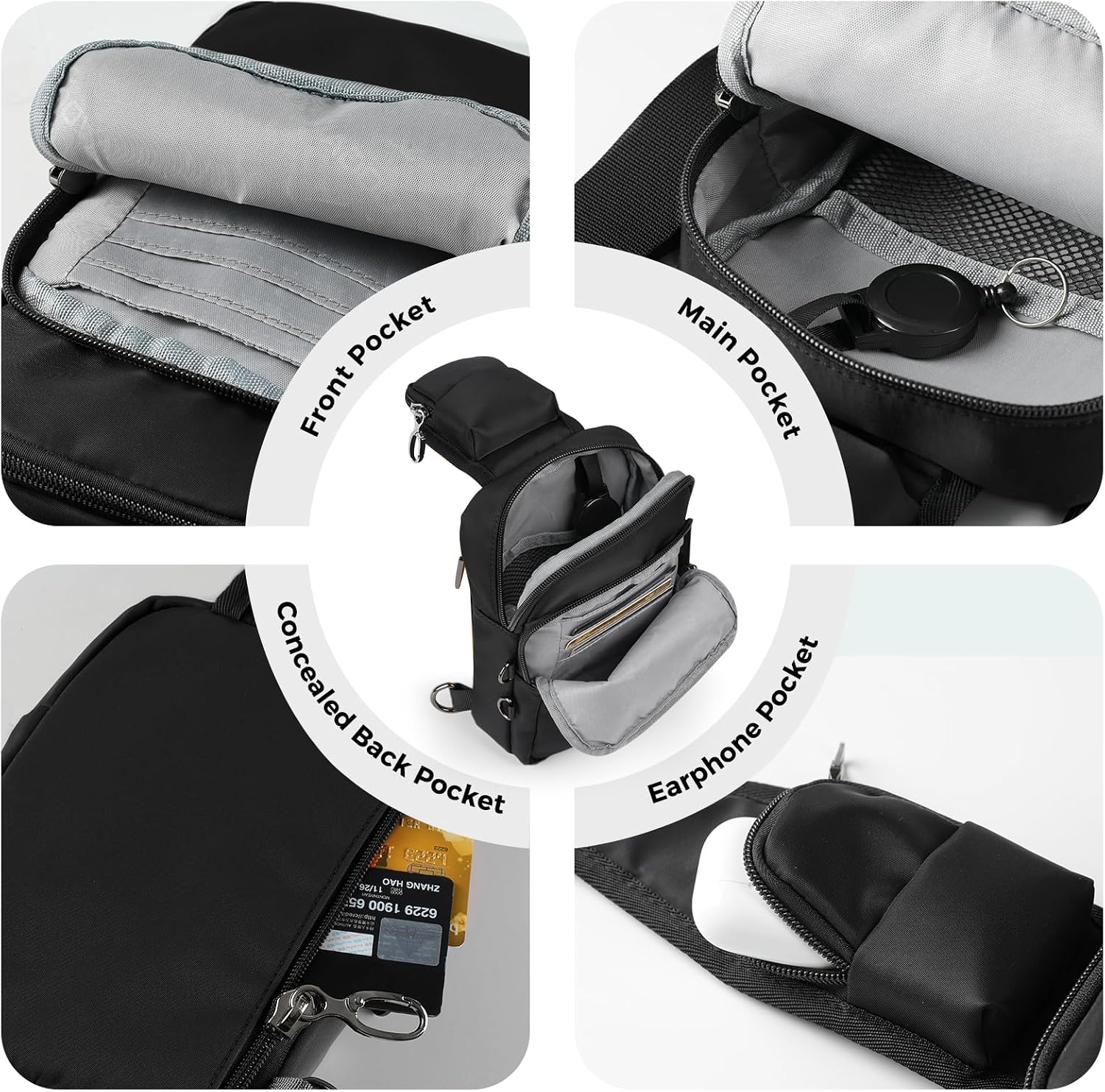 Sling Bag, Crossbody Bag with Zipper Lock, RFID Blocking & Water Resistant for Men and Women