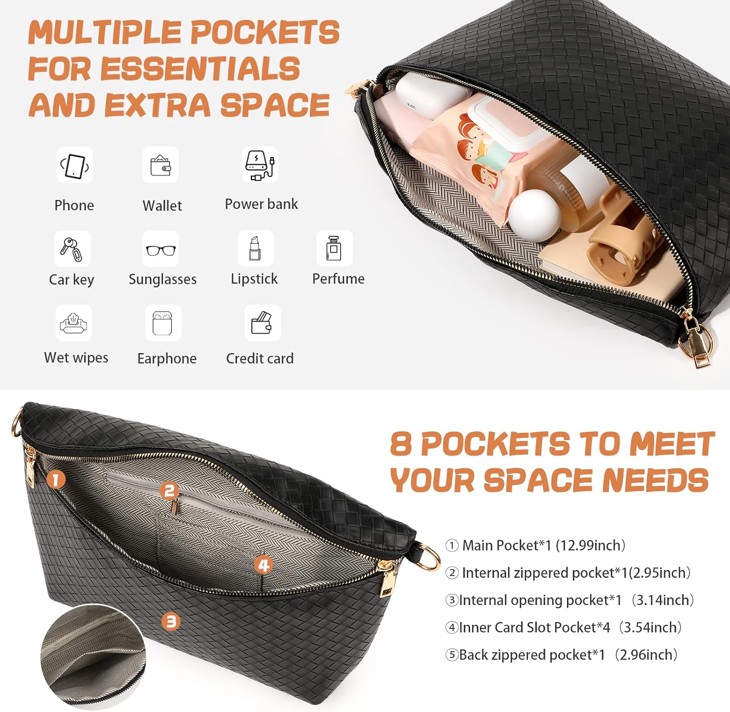 Woven Crossbody Bags for Women, Large Woven Crossbody Bag, Vegan Leather Woven Bum Bag Fanny Pack Purse for Travel Woven Crossbody Bags for Women, Large Woven Crossbody Bag, Vegan Leather Woven Bum Bag Fanny Pack Purse for Travel