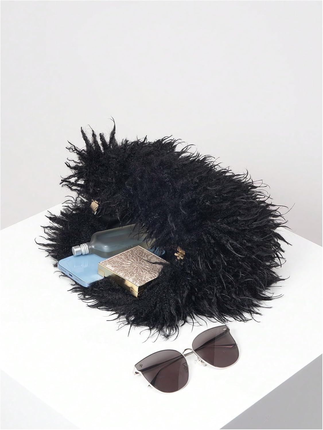 Women's Fuzzy Handbags Clutch Purses Y2k Furry Plush Evening Bags