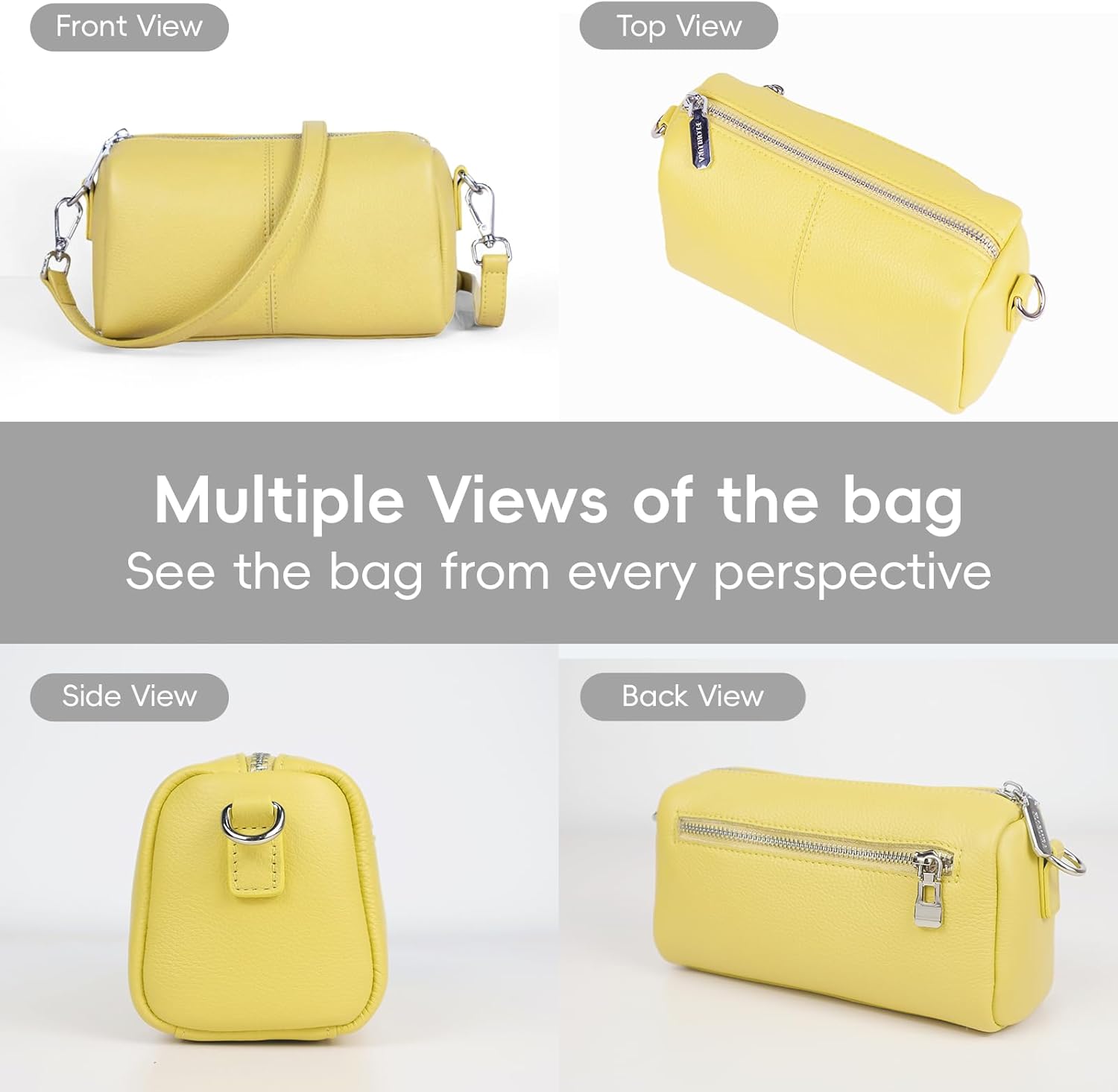 Women's Genuine Leather Mini Crossbody Bag for women | Small leather Shoulder Purse, Mini Barrel Bag, 8.2x4.7x3.5 inch Women's Genuine Leather Mini Crossbody Bag for women | Small leather Shoulder Purse, Mini Barrel Bag, 8.2x4.7x3.5 inch