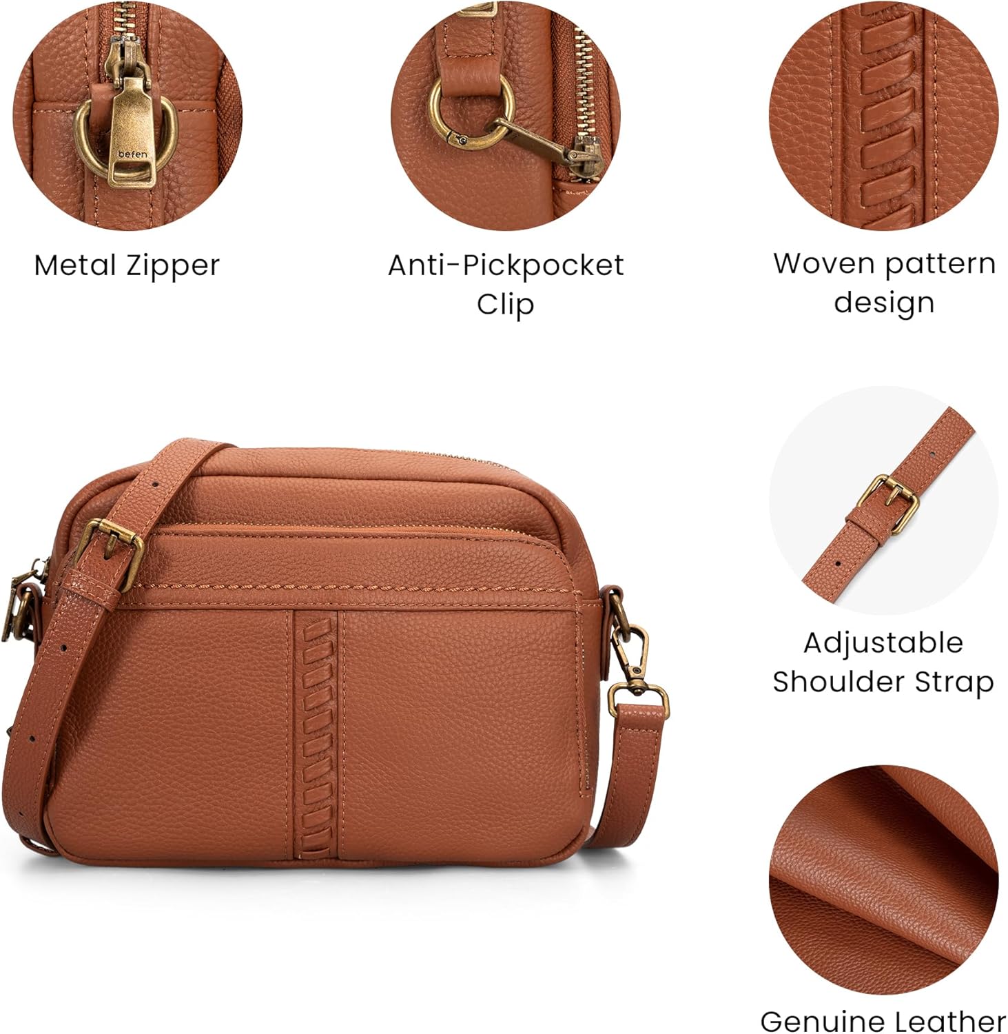 Genuine Leather Crossbody Bag for Women Anti Theft Purse and Handbags with Built in RFID Wallet Genuine Leather Crossbody Bag for Women Anti Theft Purse and Handbags with Built in RFID Wallet