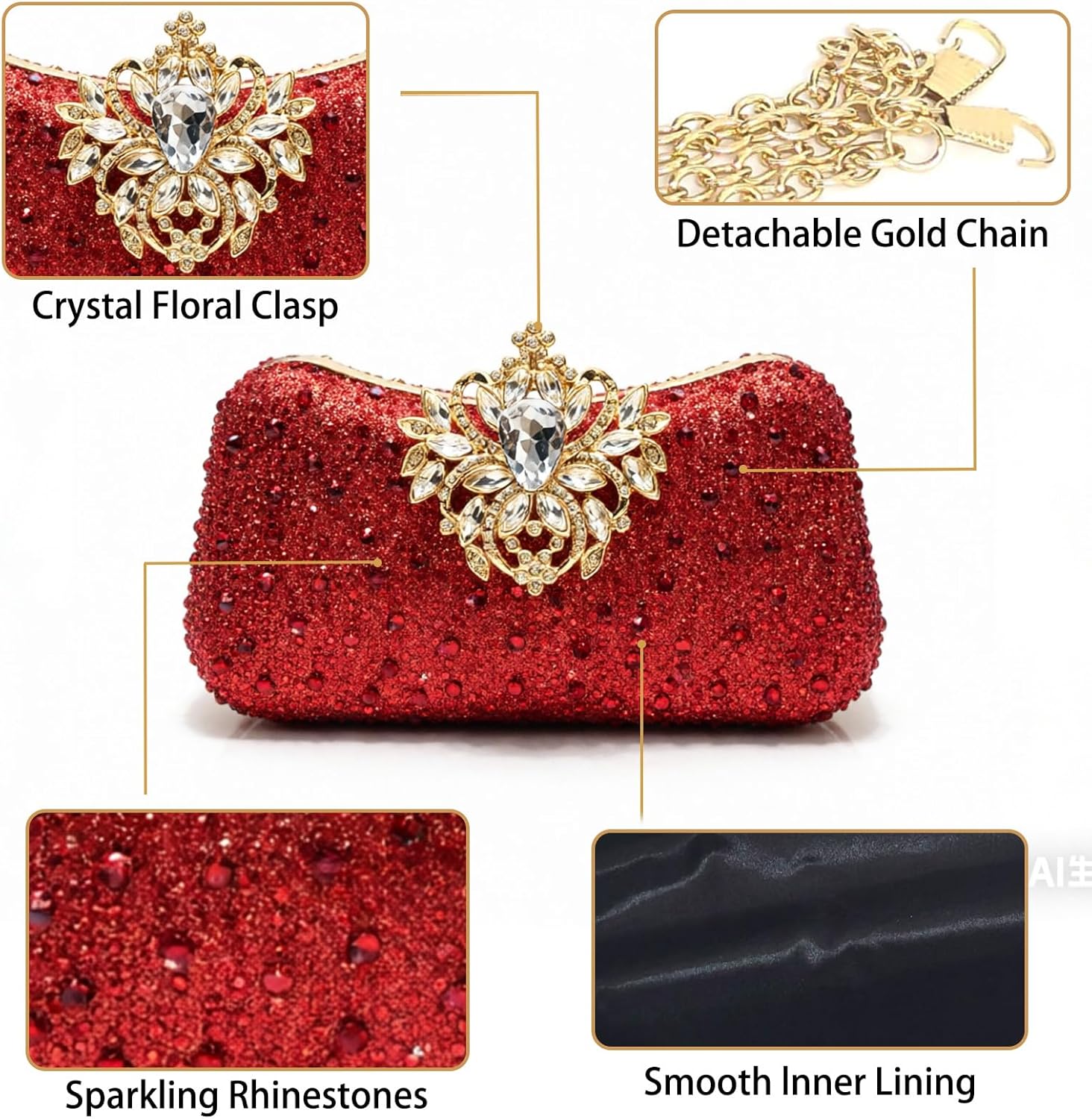 2026 Sparkly Rhinestones Clutch Purse for Women Crystal Evening Bag Glam Rhinestone Clasp Handbag for Party Wedding 2026 Sparkly Rhinestones Clutch Purse for Women Crystal Evening Bag Glam Rhinestone Clasp Handbag for Party Wedding