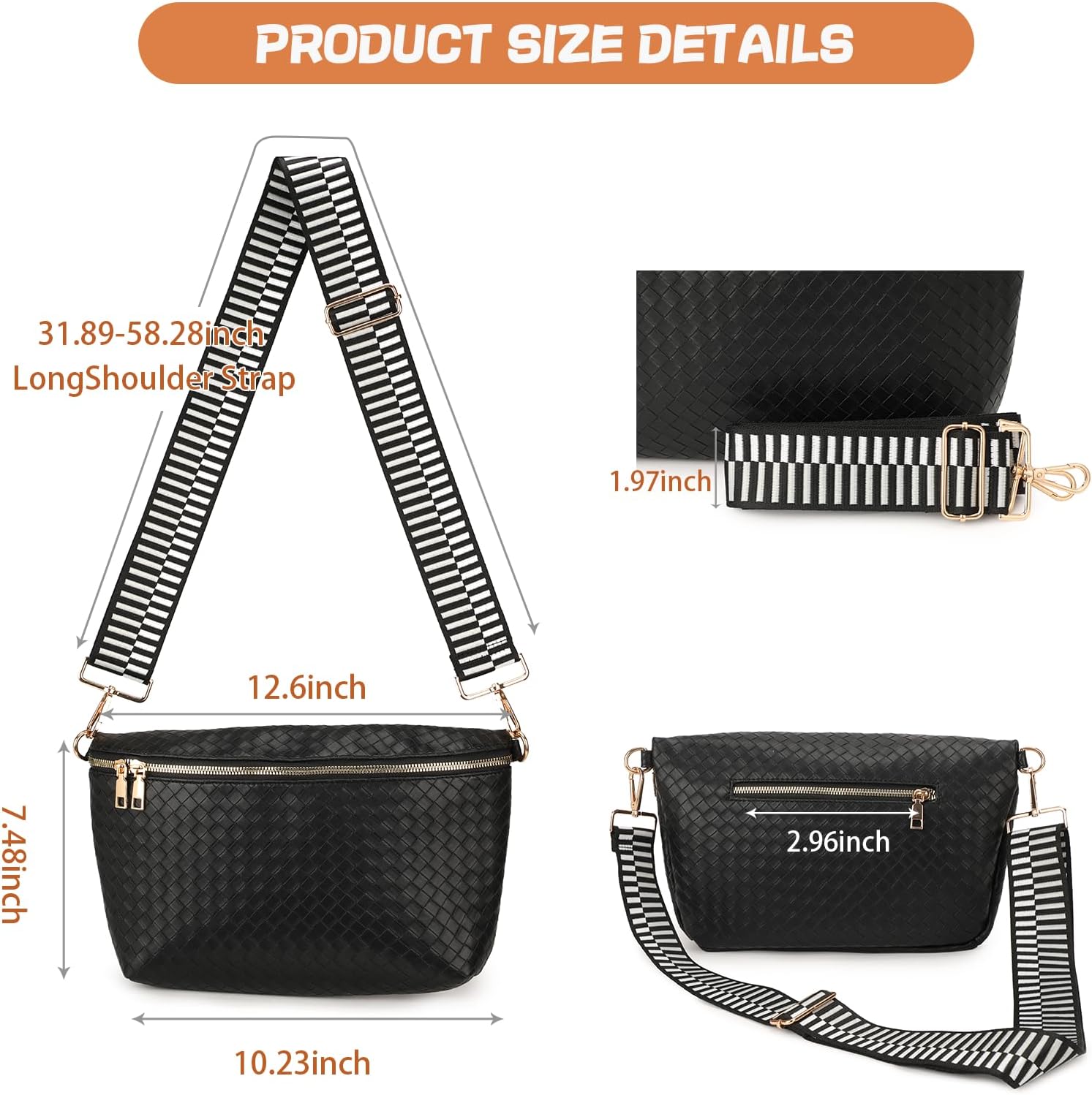 Woven Crossbody Bags for Women, Large Woven Crossbody Bag, Vegan Leather Woven Bum Bag Fanny Pack Purse for Travel Woven Crossbody Bags for Women, Large Woven Crossbody Bag, Vegan Leather Woven Bum Bag Fanny Pack Purse for Travel