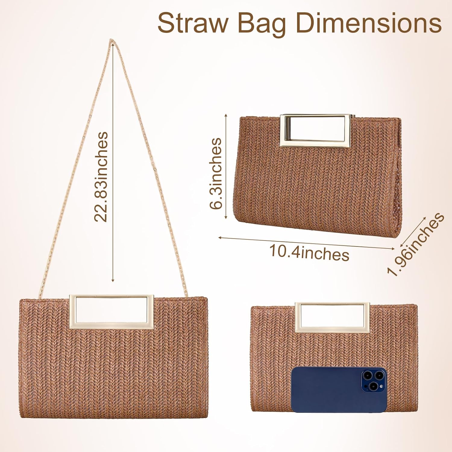 Summer Straw Clutch Purse for Women, Woven Beach Handbag Shouler Bag Top Handle Clutch