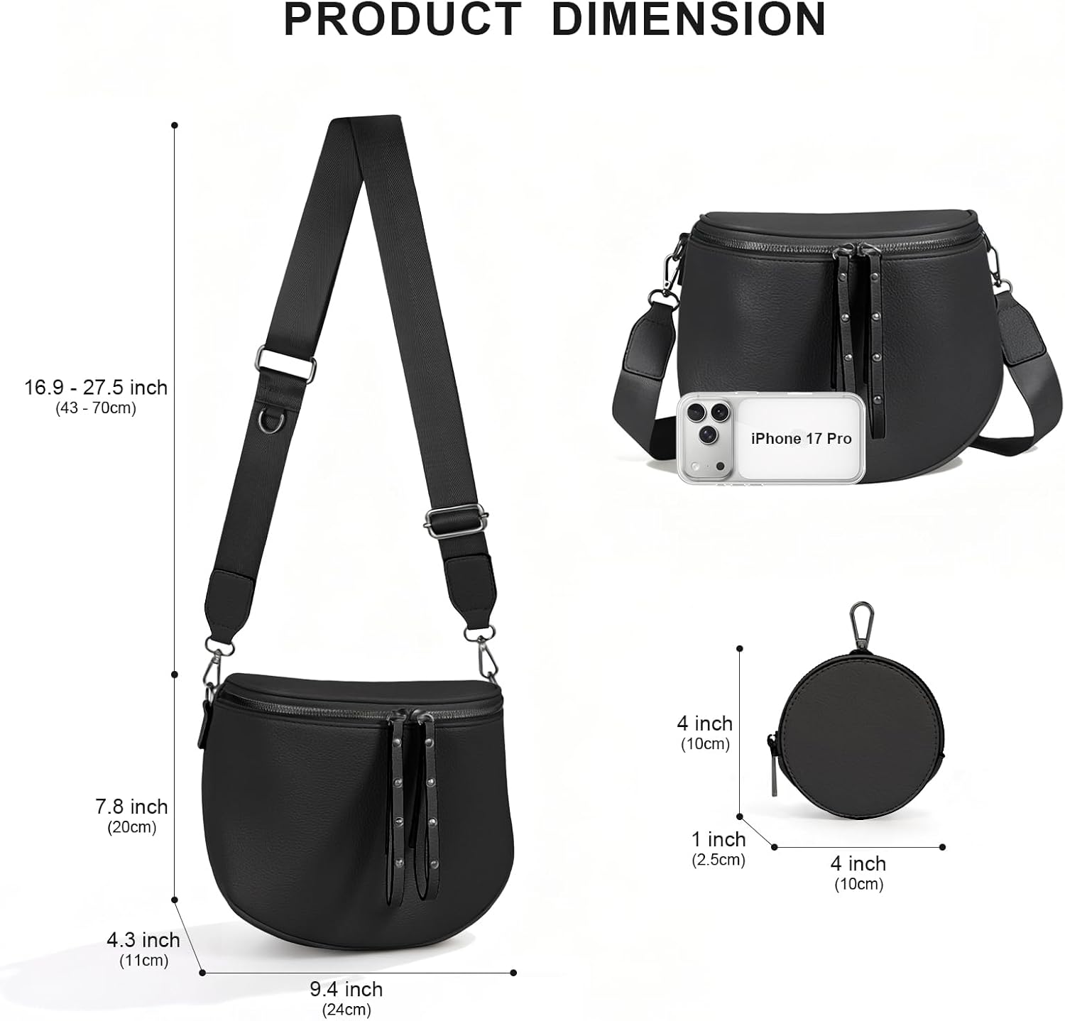 Crossbody Bags for Women Large Vegan Leather Bum Bag with Coin Purse Crossbody Bags for Women Large Vegan Leather Bum Bag with Coin Purse