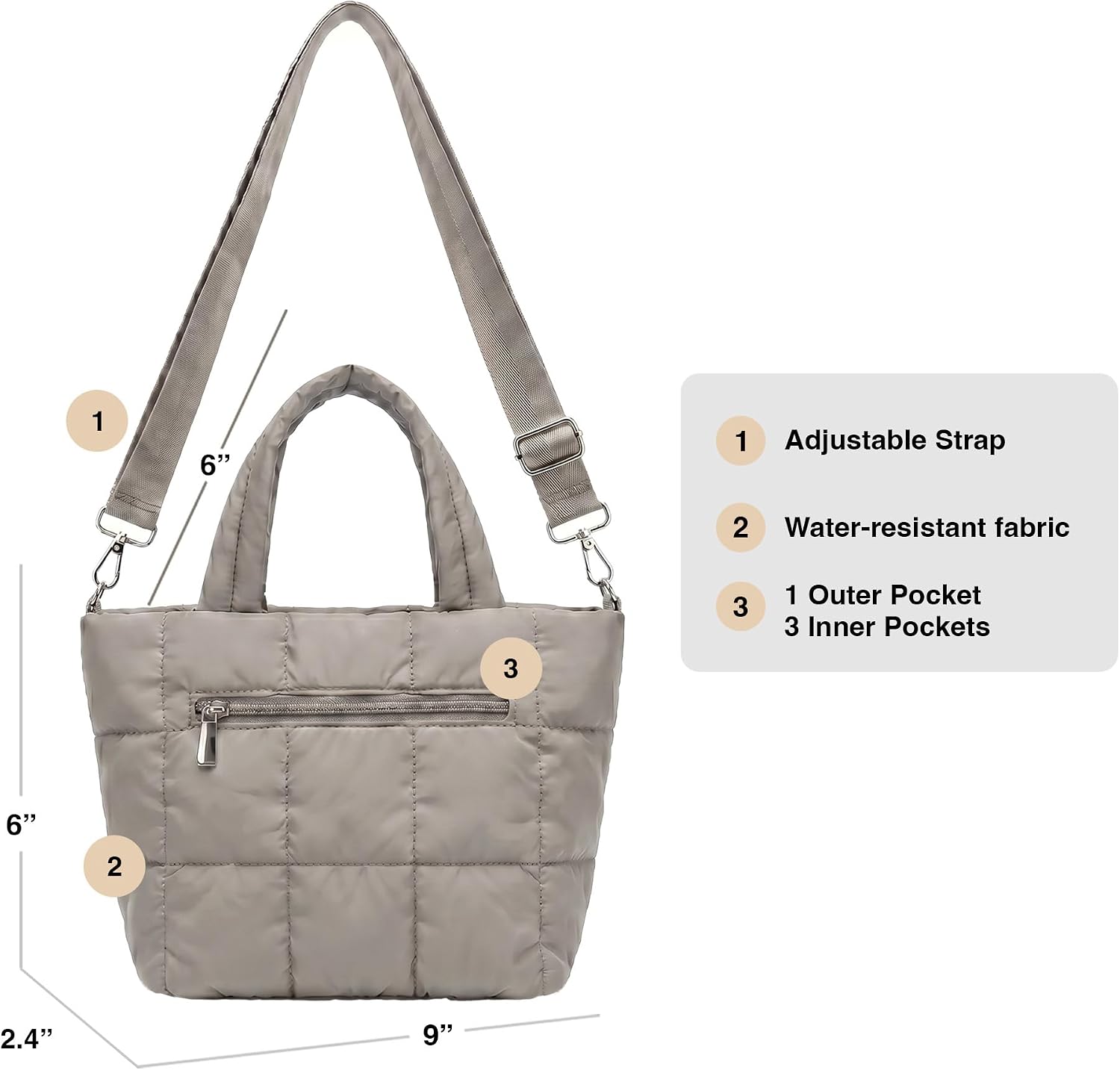 Quilted Crossbody Bags for Women, Travel Purses Hobo Shoulder Bag | Water-resistant, Long Adjustable Strap, Purses for Commute, Travel Essentials, Inner Pockets Quilted Crossbody Bags for Women, Travel Purses Hobo Shoulder Bag | Water-resistant, Long Adjustable Strap, Purses for Commute, Travel Essentials, Inner Pockets