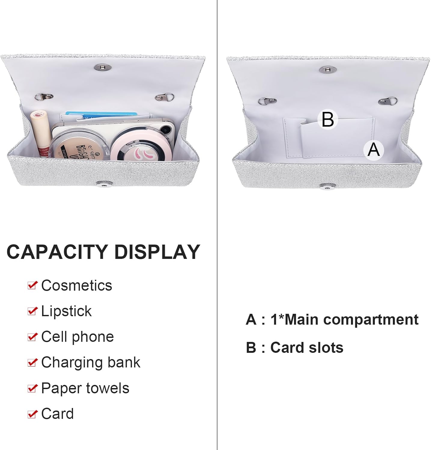 Clutch Purses for Women, Evening Bag with Detachable Chain Ladies Sparkling Party Handbag Wedding Bags Clutch Purses for Women, Evening Bag with Detachable Chain Ladies Sparkling Party Handbag Wedding Bags