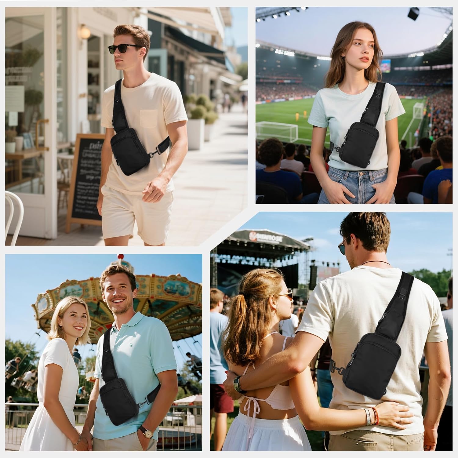 Sling Bag, Crossbody Bag with Zipper Lock, RFID Blocking & Water Resistant for Men and Women