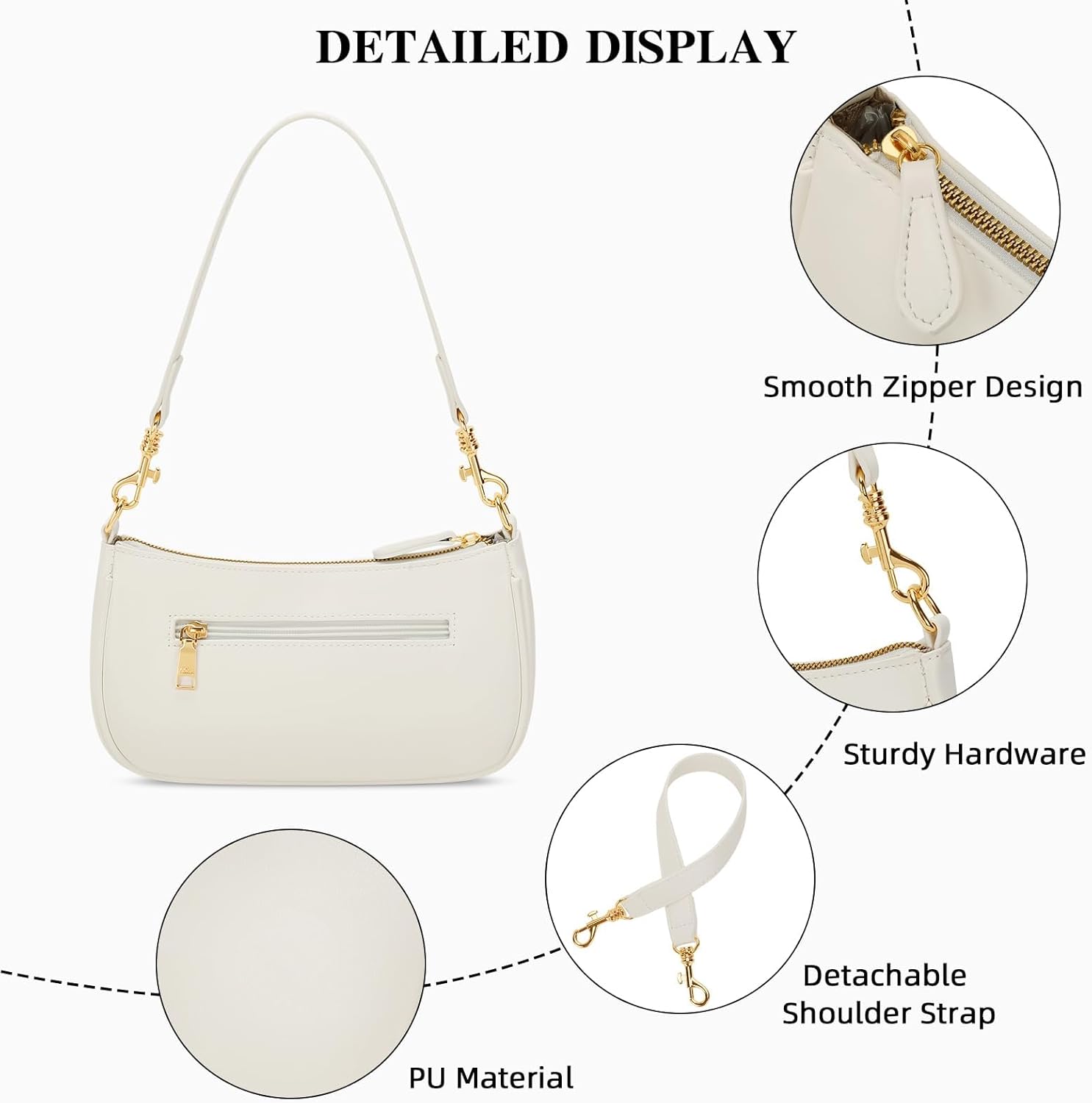 Small Shoulder Bag for Women - Mini Purses for Women Vegan Leather Purse Classic Retro Handbag with Removable Strap