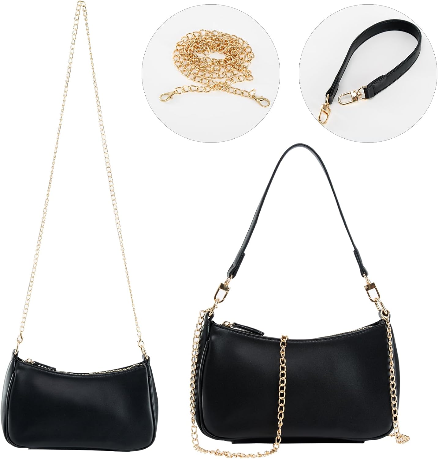 Shoulder Bag for Women with 2 Removable Straps and Zipper Closure Crossbody Bags Clutch Tote HandBags Purses | with 2 Removable Straps Shoulder Bag for Women with 2 Removable Straps and Zipper Closure Crossbody Bags Clutch Tote HandBags Purses | with 2 Removable Straps