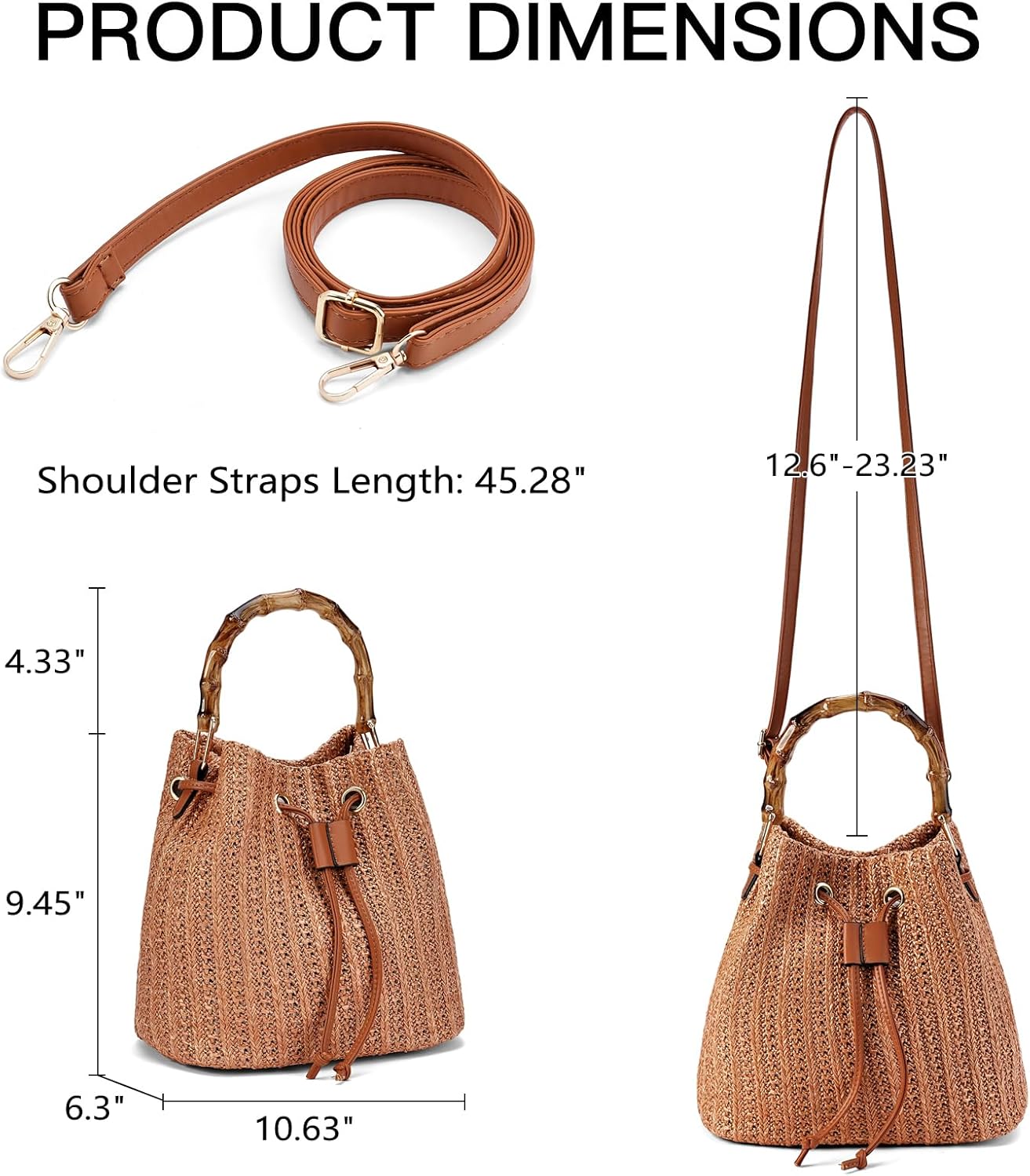 Straw Crossbody Bag Summer Woven Bucket Bags for Women Beach Shoulder Purse Drawstring Handbag Vacation Straw Crossbody Bag Summer Woven Bucket Bags for Women Beach Shoulder Purse Drawstring Handbag Vacation