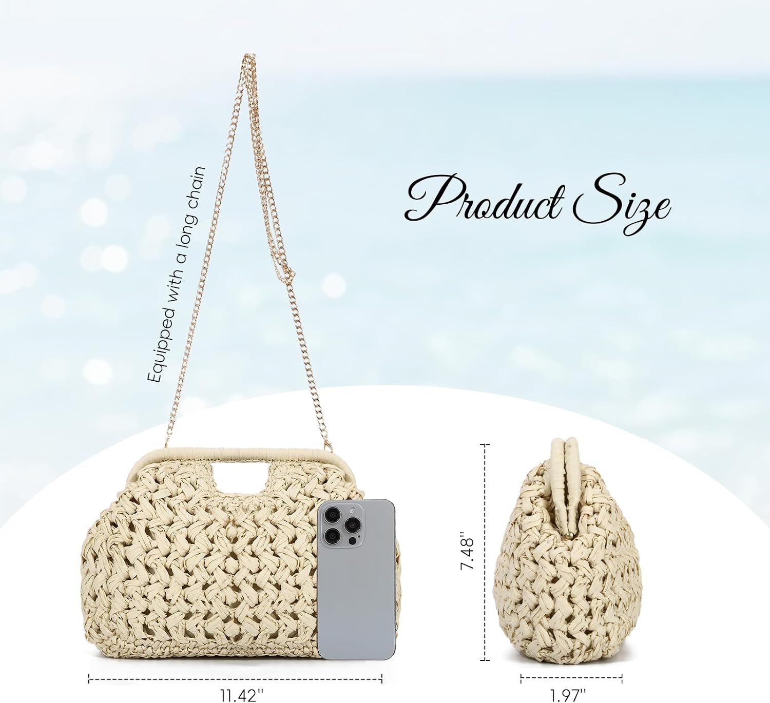 Summer Straw Clutch Purses for Women Woven Dumpling Bag Beach Handbags