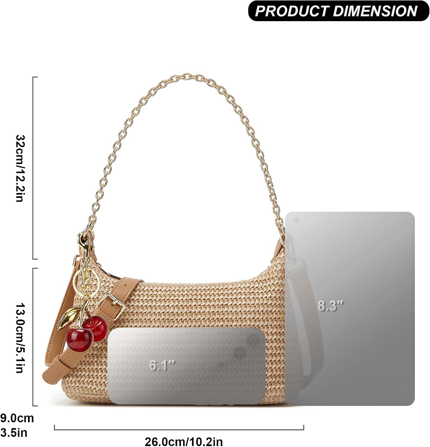 Women's Straw Woven Shoulder Bag Beach Purse Summer Vacation Tote Handbag
