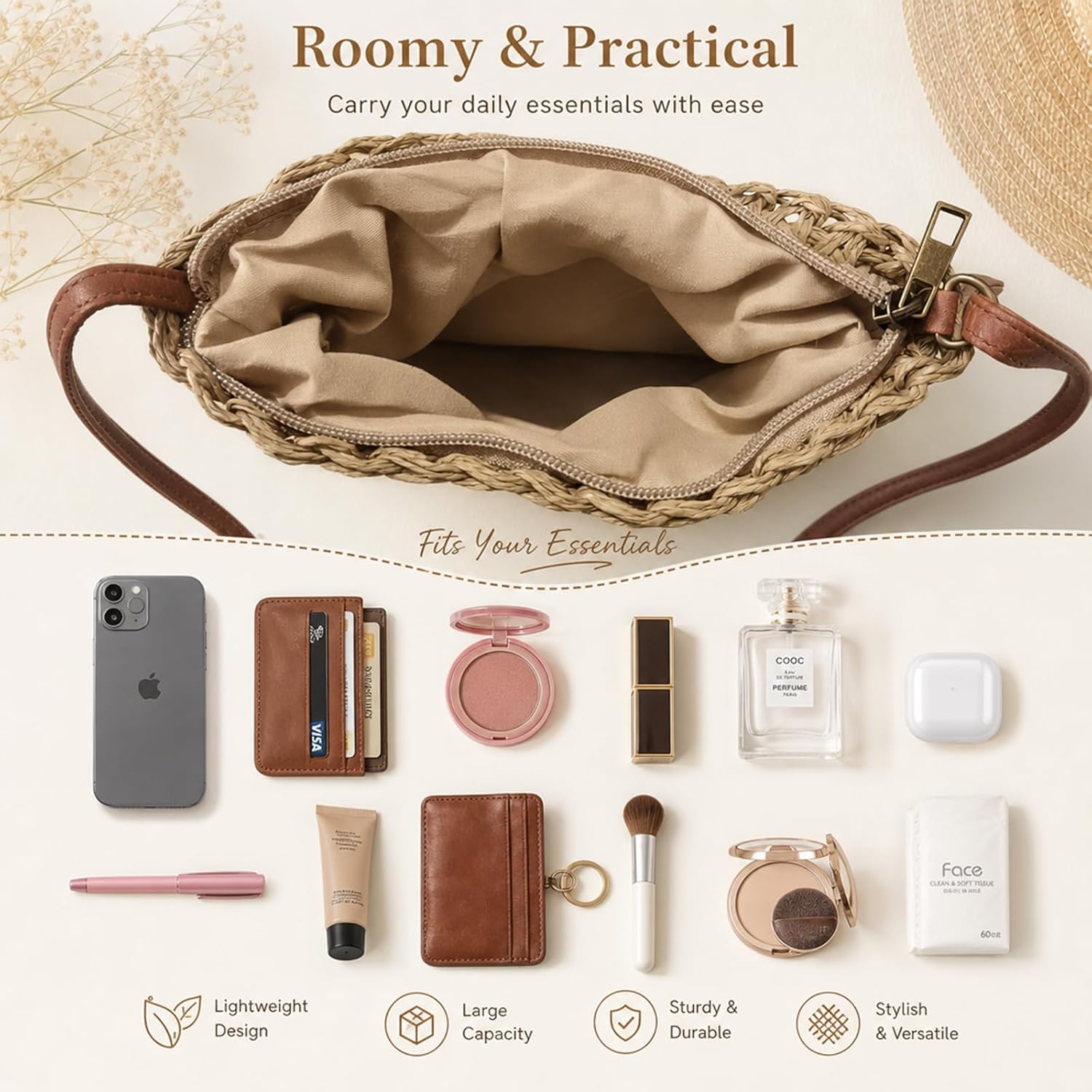Summer Beach Straw Crossbody Bags for Women Woven Purse Vacation Handbags Straw Shoulder Bag Clutch Purses Summer Beach Straw Crossbody Bags for Women Woven Purse Vacation Handbags Straw Shoulder Bag Clutch Purses