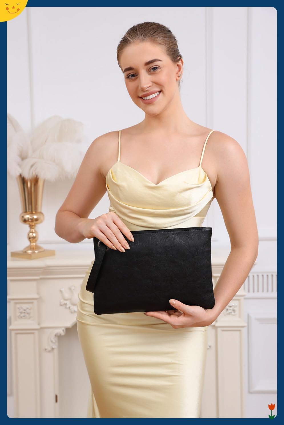 Clutch Purses for Women Evening Bag Women's Handbags Purse Trendy Designer Wedding Pu Leather Wristlet Black