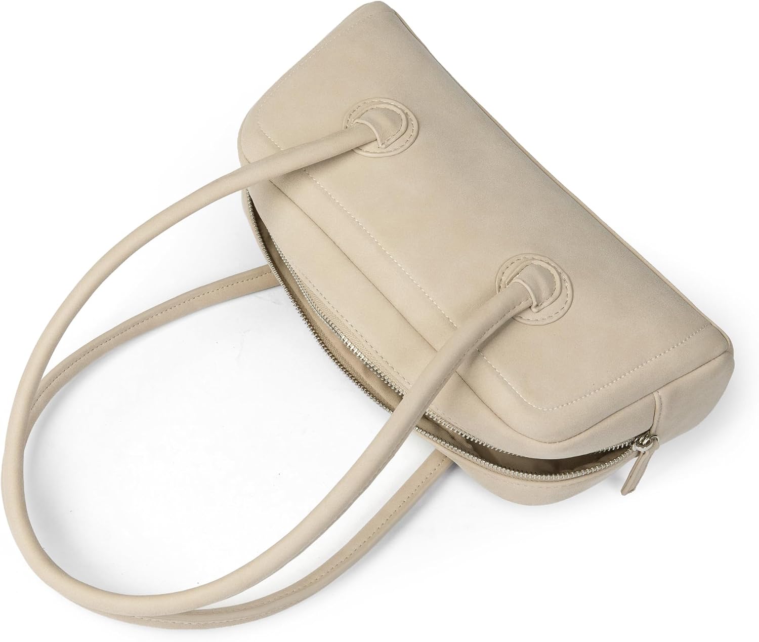 Women's Shoulder Bag Minimalist Underarm Purse Handbag | Soft Touch, with Zipper, Light Weight, Two Straps, Vintage, Vegan