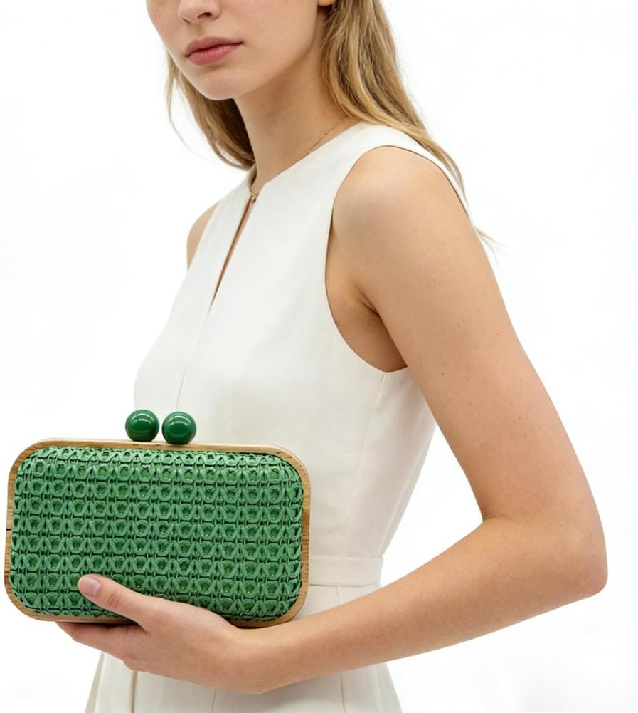 Women Beach Clutch Bag Woven Summer Purse Handbag Wedding Party Evening Shoulder Bag
