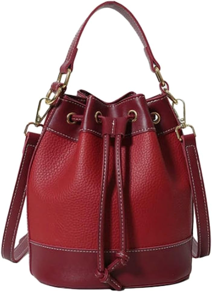 Women\u2019s Retro Bucket Bag Chic Drawstring Hobo Purse with Adjustable Strap Lightweight Shoulder Bag for All Seasons