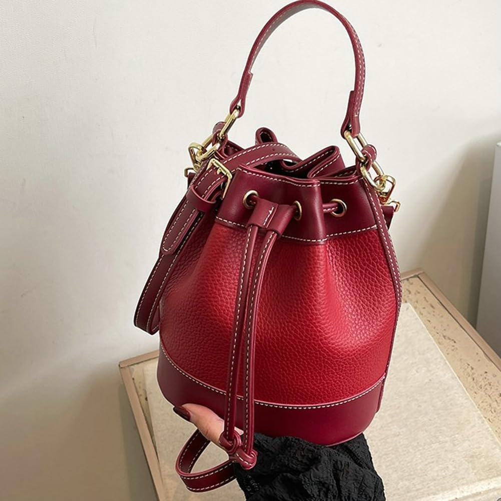 Women\u2019s Retro Bucket Bag Chic Drawstring Hobo Purse with Adjustable Strap Lightweight Shoulder Bag for All Seasons