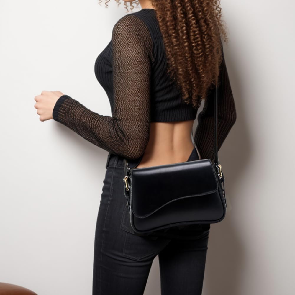 Shoulder Bag for Women Trendy Purse PU Leather Hobo Handbags Clutch Saddle Bag with 2 Removable Stra