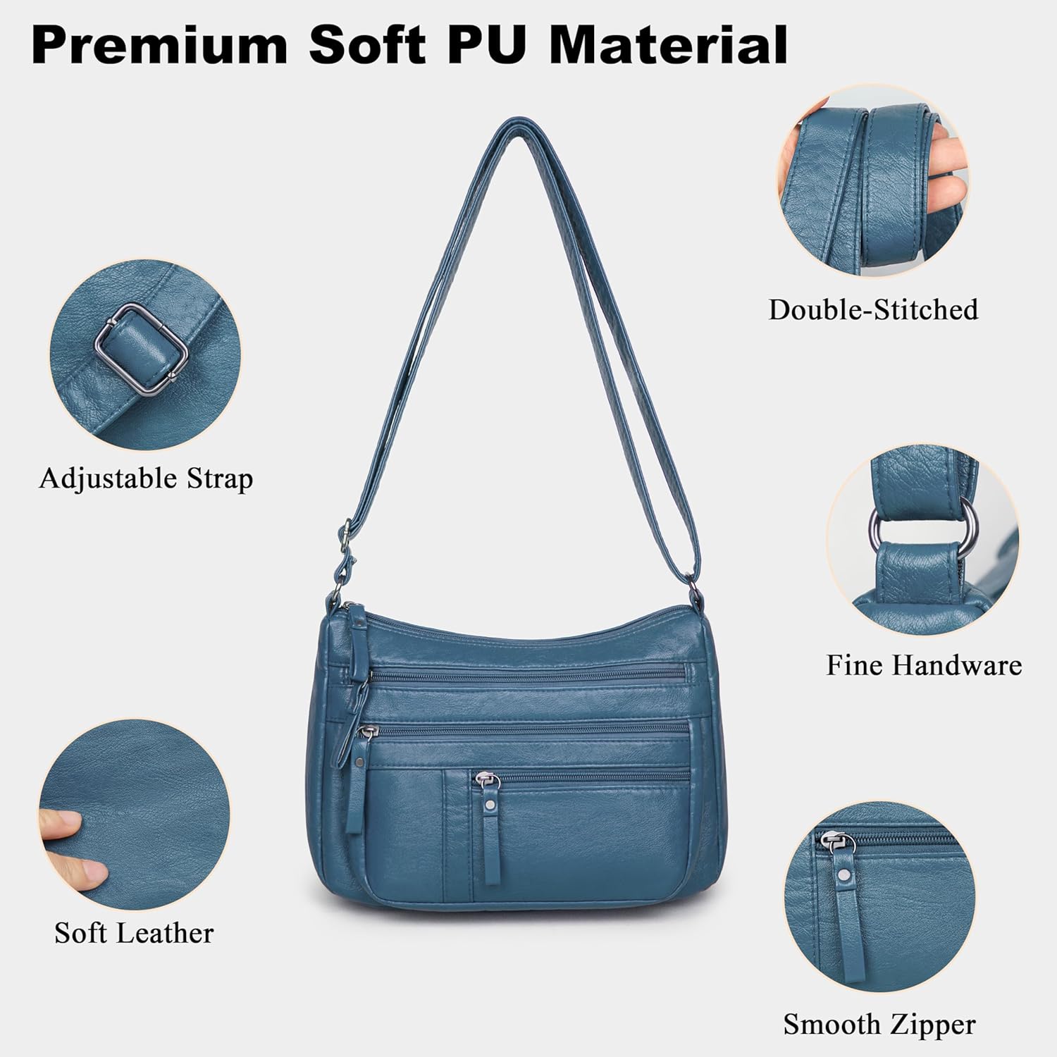 Purses for Women Vegan Leather Purses Crossbody Bags Shoulder Bags for Travel with Multi Pockets Casual Bag Purses for Women Vegan Leather Purses Crossbody Bags Shoulder Bags for Travel with Multi Pockets Casual Bag