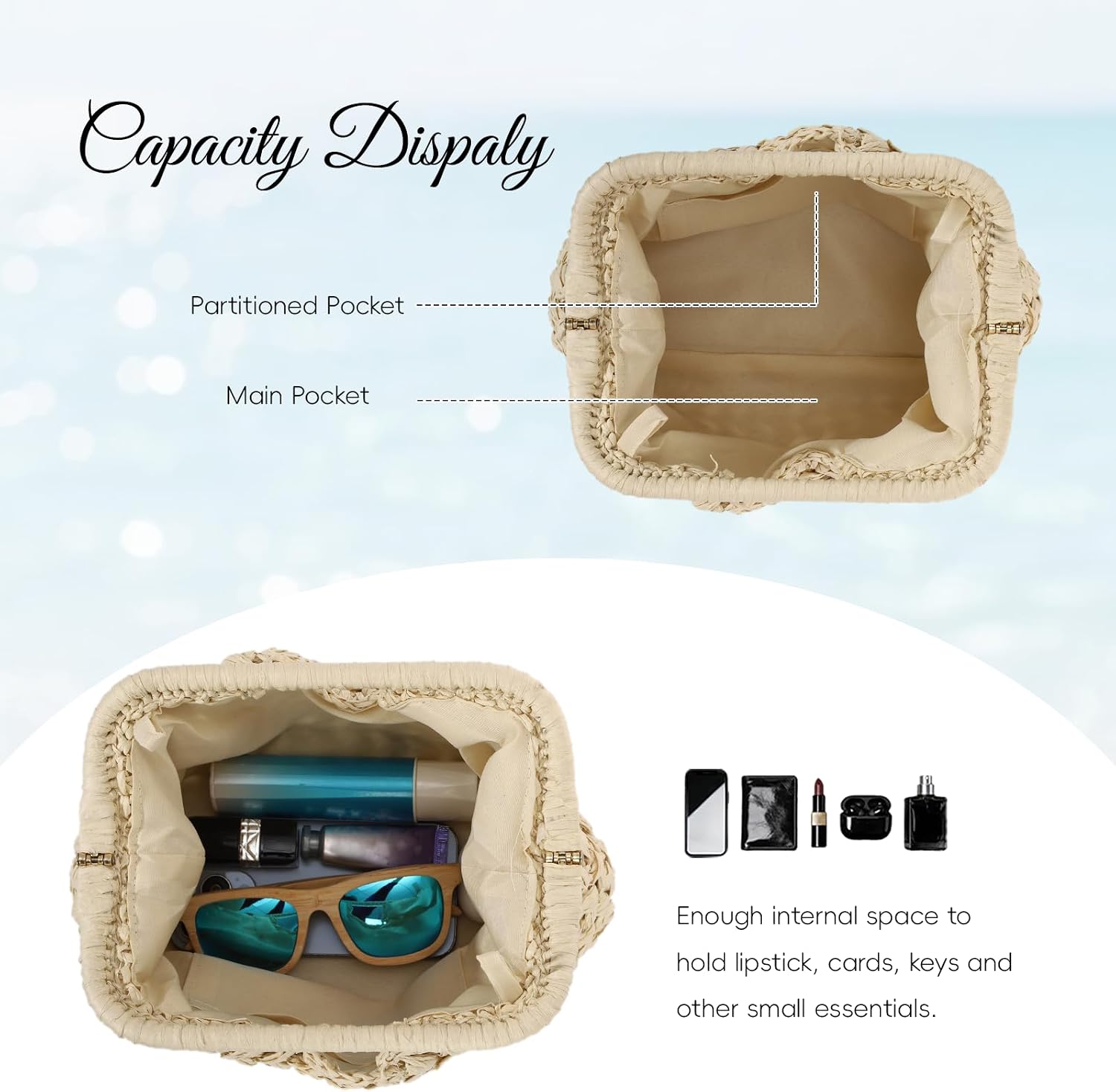 Summer Straw Clutch Purses for Women Woven Dumpling Bag Beach Handbags