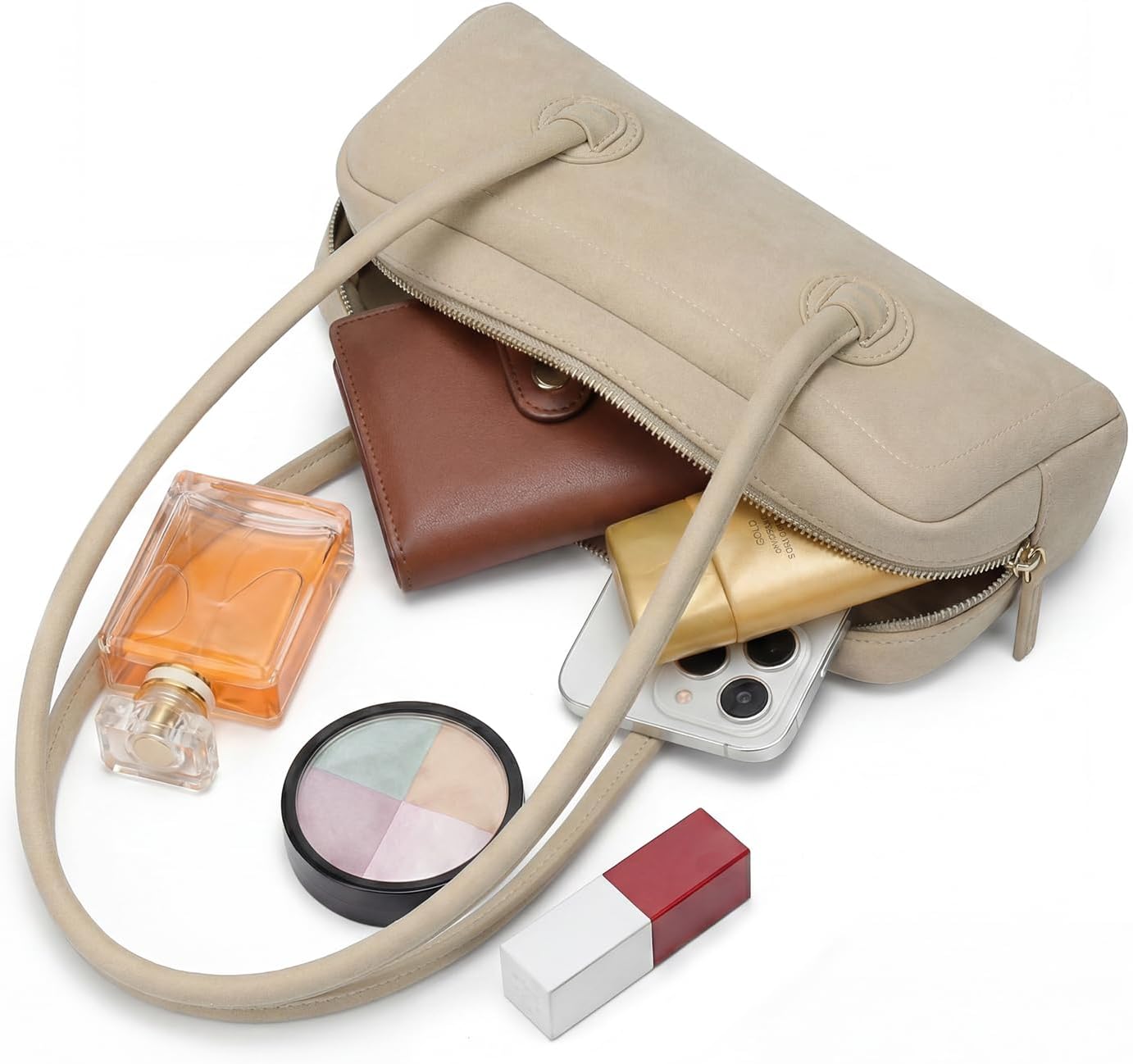 Women's Shoulder Bag Minimalist Underarm Purse Handbag | Soft Touch, with Zipper, Light Weight, Two Straps, Vintage, Vegan