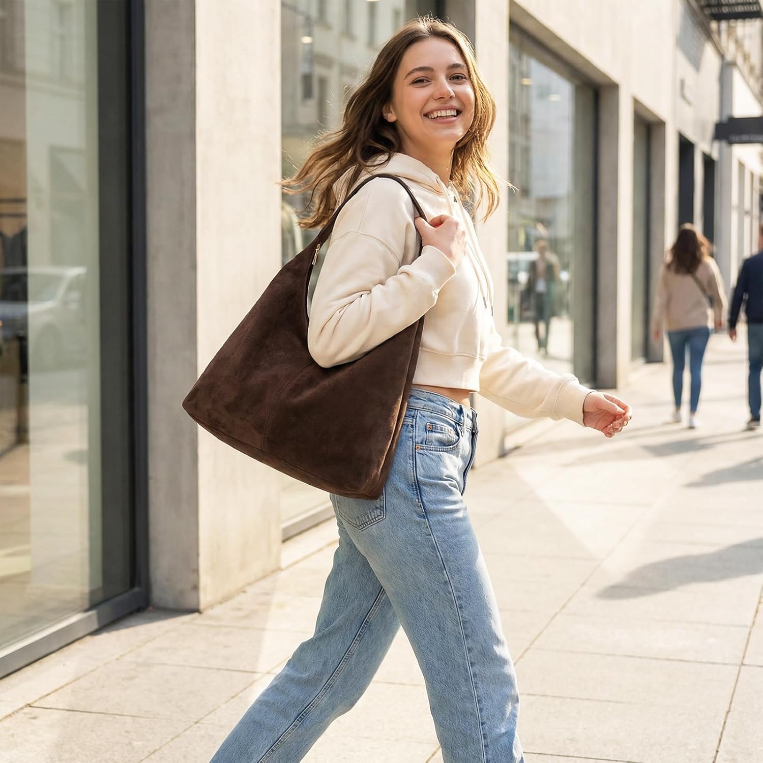 Slouchy Suede Hobo bag for Women Casual Shoulder Bag Soft Cresent Tote Purse Handbag Work Travel Slouchy Suede Hobo bag for Women Casual Shoulder Bag Soft Cresent Tote Purse Handbag Work Travel