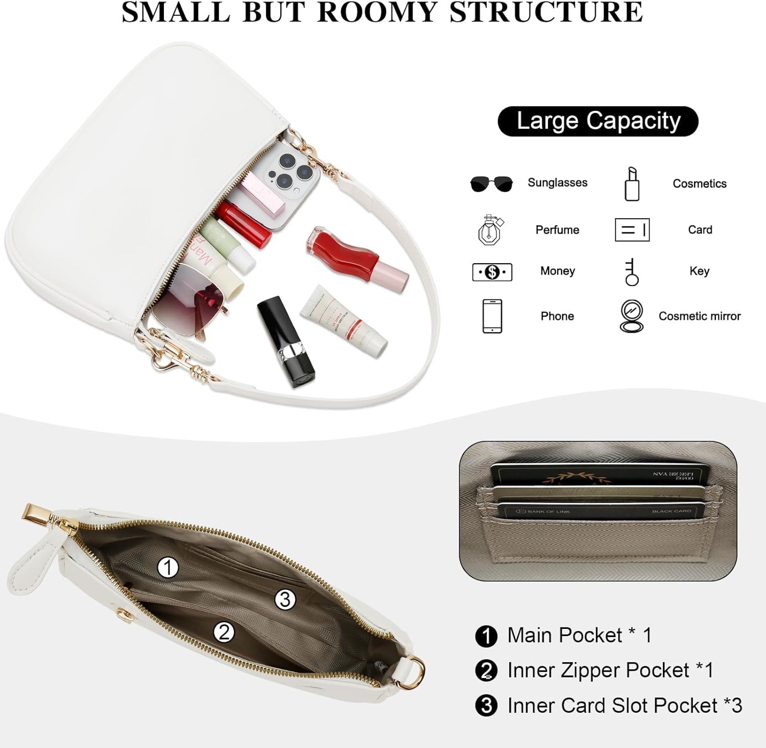 Small Shoulder Bag for Women - Mini Purses for Women Vegan Leather Purse Classic Retro Handbag with Removable Strap