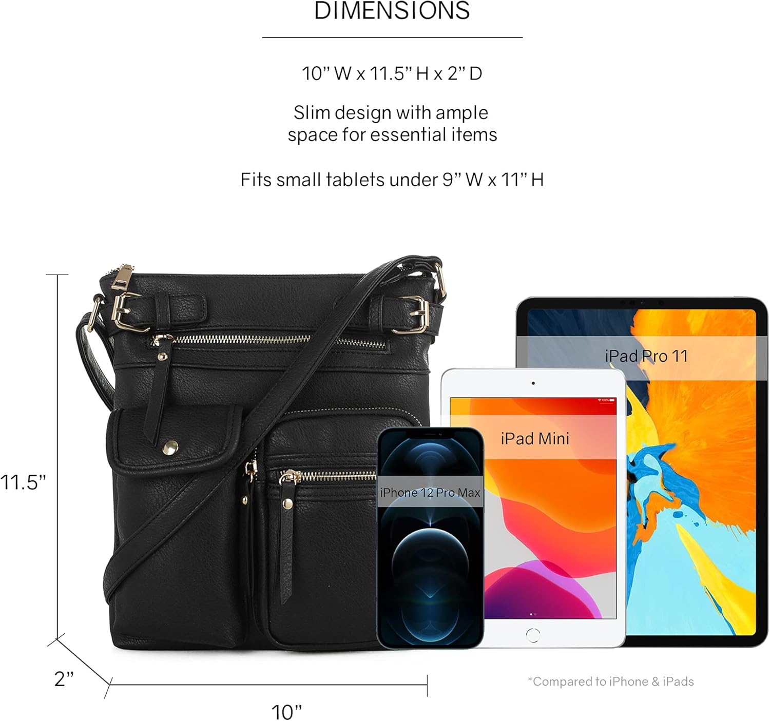 Lightweight Medium Crossbody Bag Shoulder Bag with Multi Pocket for Women
