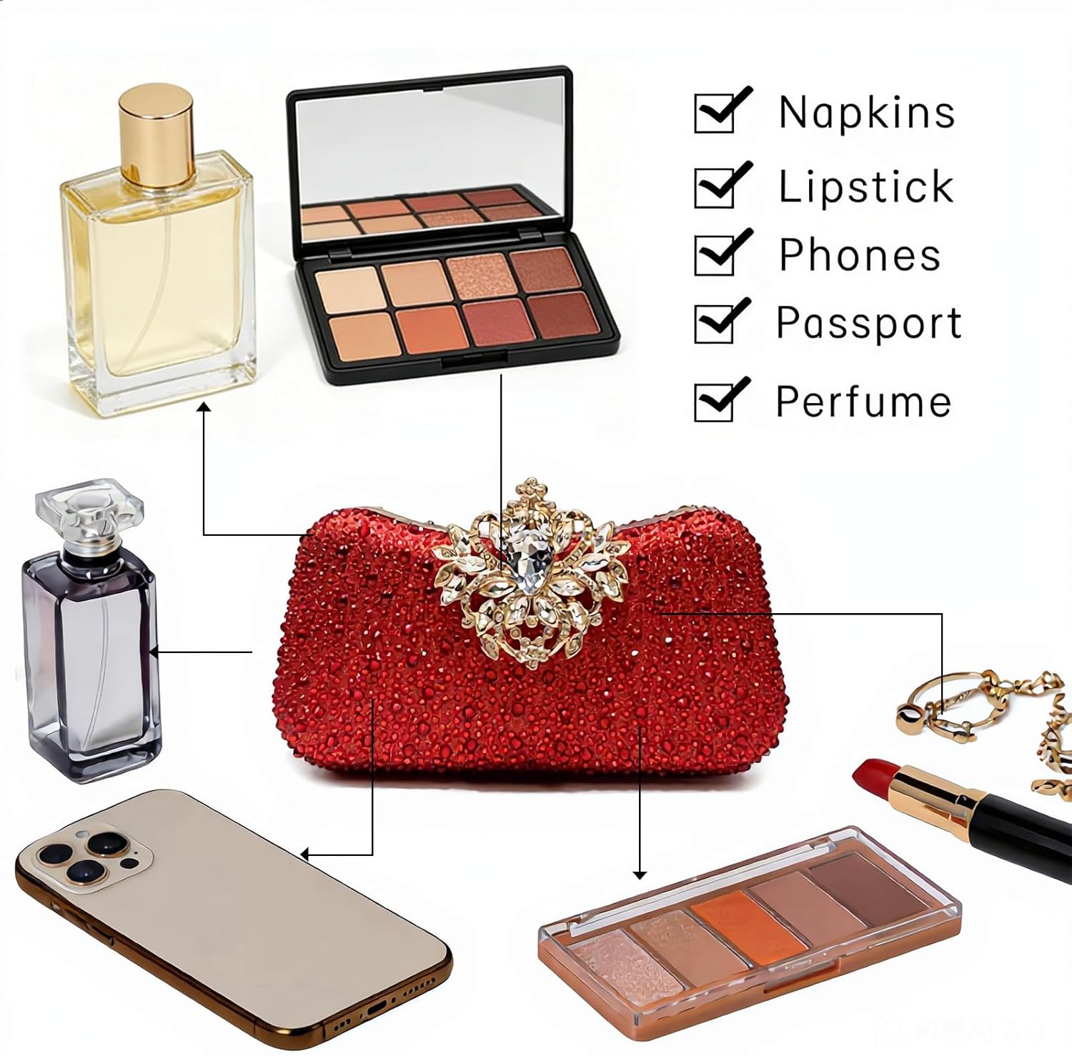 2026 Sparkly Rhinestones Clutch Purse for Women Crystal Evening Bag Glam Rhinestone Clasp Handbag for Party Wedding 2026 Sparkly Rhinestones Clutch Purse for Women Crystal Evening Bag Glam Rhinestone Clasp Handbag for Party Wedding