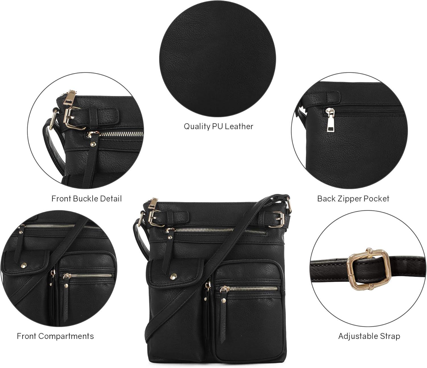 Lightweight Medium Crossbody Bag Shoulder Bag with Multi Pocket for Women