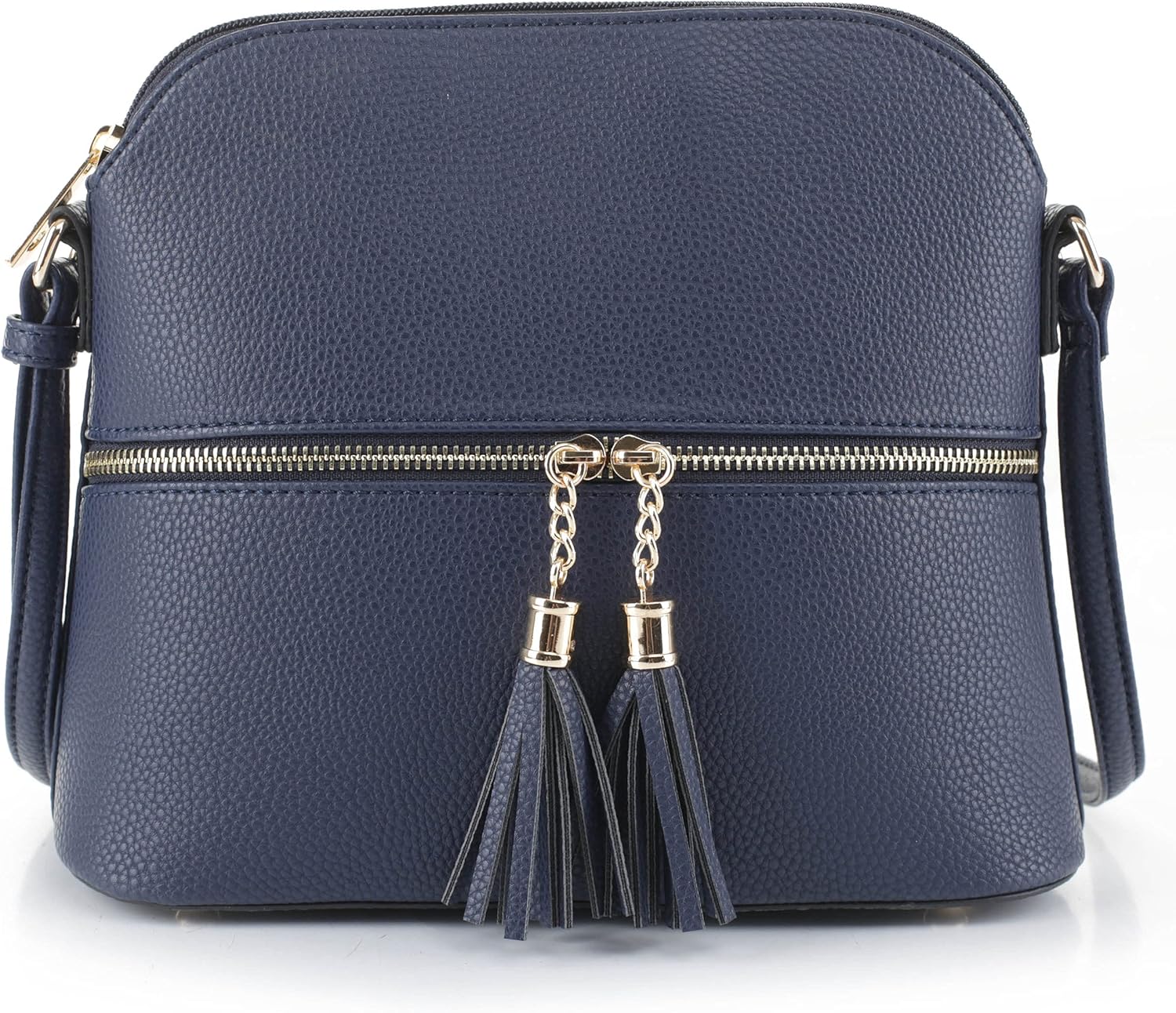 Women's Lightweight Medium Dome Crossbody Bag Shoulder Bag with Tassel | Zipper Pocket | Adjustable Strap