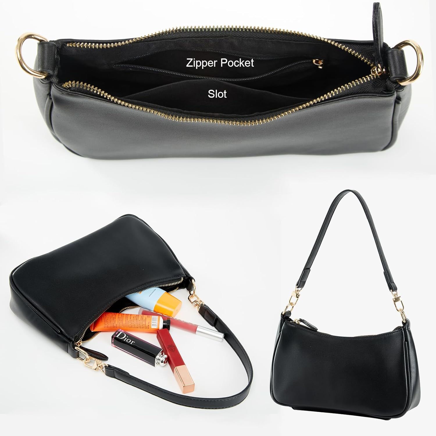 Shoulder Bag for Women with 2 Removable Straps and Zipper Closure Crossbody Bags Clutch Tote HandBags Purses | with 2 Removable Straps Shoulder Bag for Women with 2 Removable Straps and Zipper Closure Crossbody Bags Clutch Tote HandBags Purses | with 2 Removable Straps