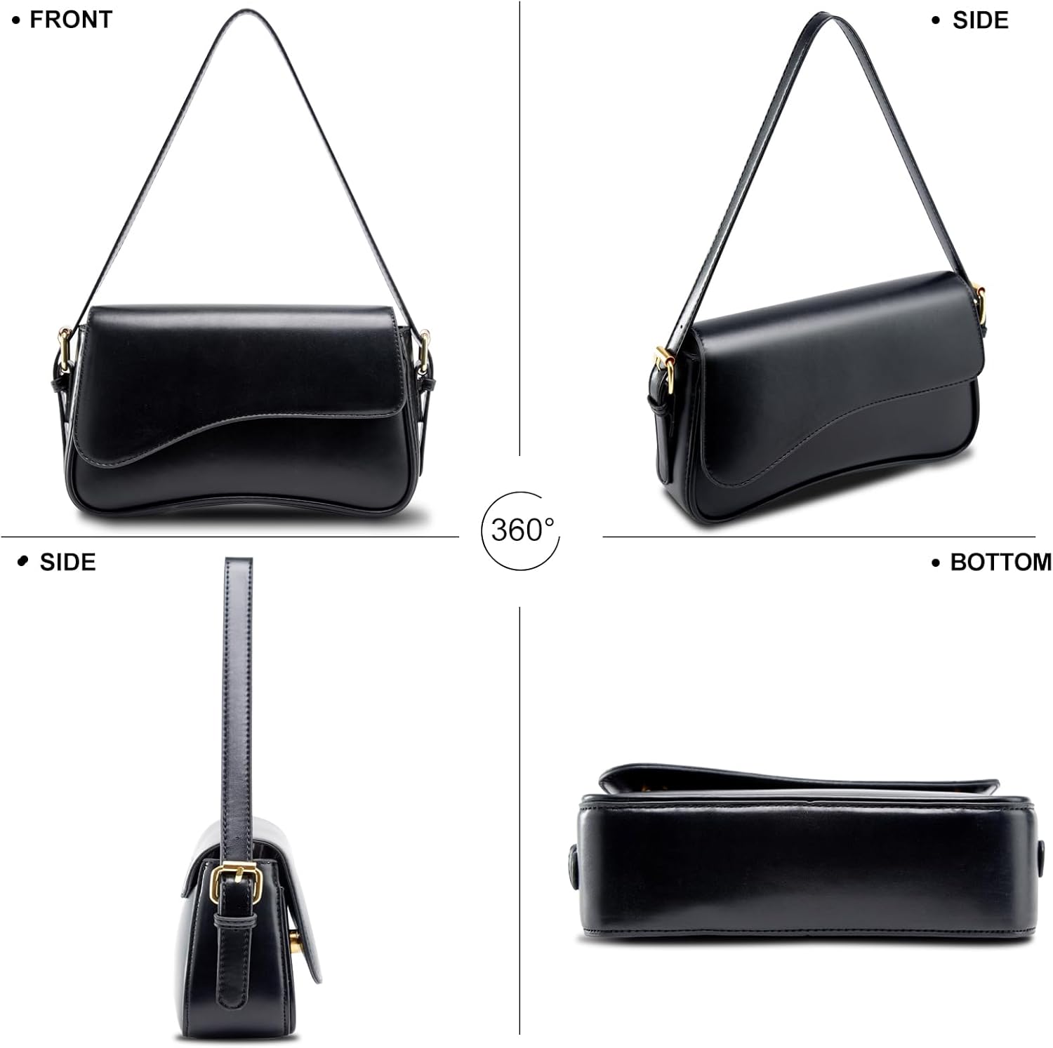 Shoulder Bag for Women Trendy Purse PU Leather Hobo Handbags Clutch Saddle Bag with 2 Removable Stra