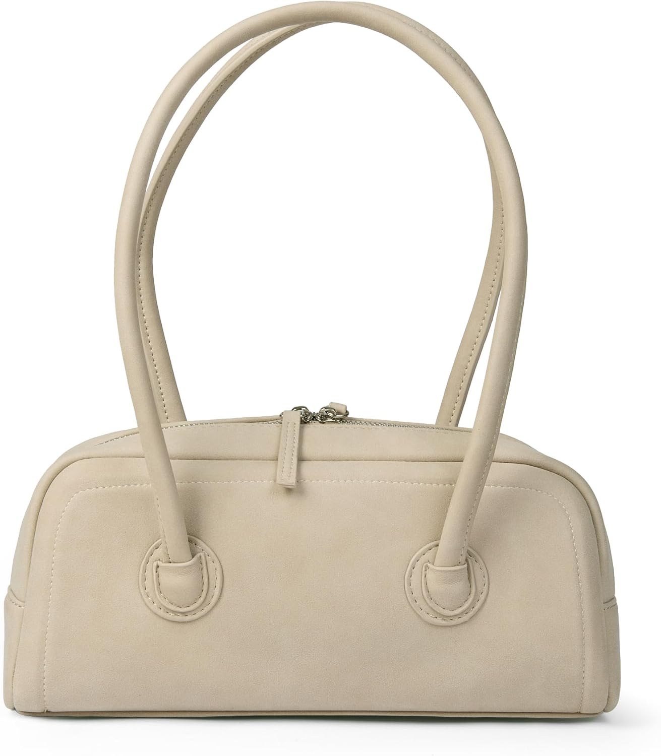 Women's Shoulder Bag Minimalist Underarm Purse Handbag | Soft Touch, with Zipper, Light Weight, Two Straps, Vintage, Vegan
