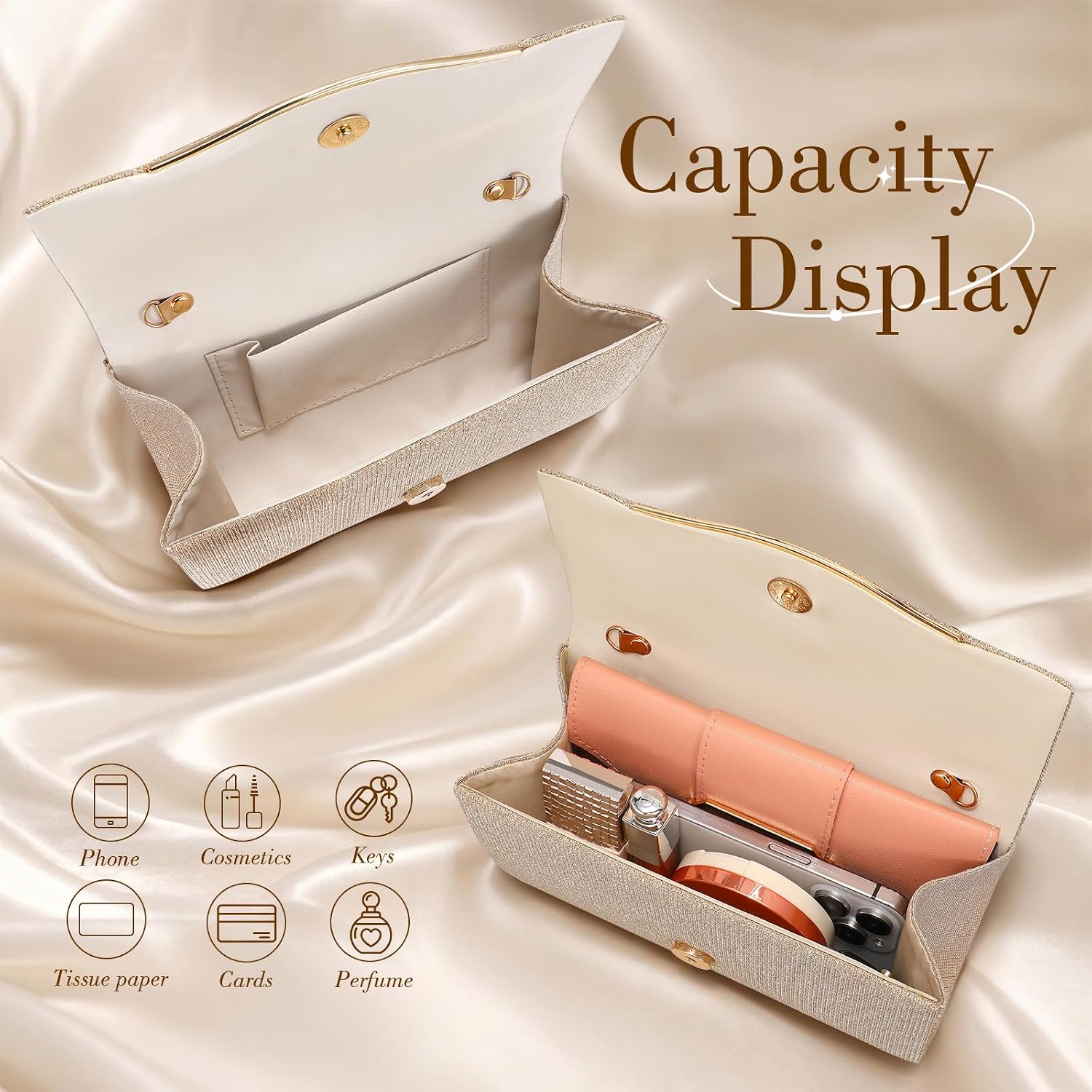 Glitter Women's Evening Handbags Evening Bag Clutch Purses for Women Formal Rhinestone Evening Clutch